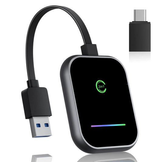 2 in 1 Wireless Carplay Android/Iphone Adapter Wifi BT Smart Box Wired to Wireless Auto Dongle Plug & Multimedia Player Adapter