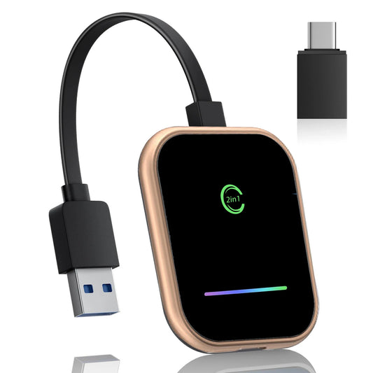 2 in 1 Wireless Carplay Android/Iphone Adapter Wifi BT Smart Box Wired to Wireless Auto Dongle Plug & Multimedia Player Adapter